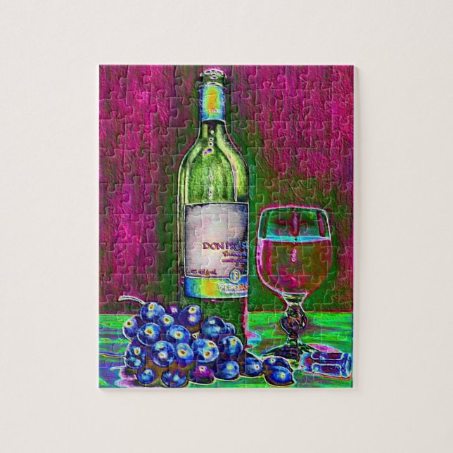Vinho da arte moderna e quebra-cabeça das uvas (Vertical)