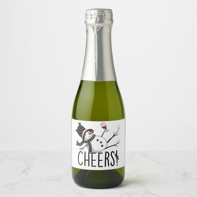 Vinho de Boneco de Neve Natal Divertido Bebendo Vi (Frente)