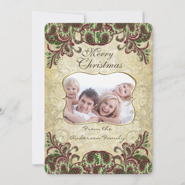 Vinho de Foto da Família e Cartão de Natal de Pavã (Frente)