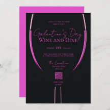 Vinho de Galentine e convite para código QR de jan