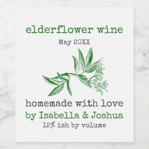 Vinho de Sabugueiro Caseiro com amor etiqueta