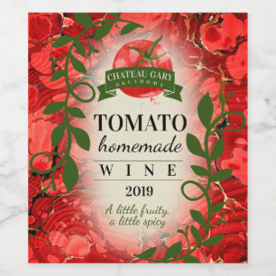 Vinho de tomate caseiro vermelho rótulo personaliz