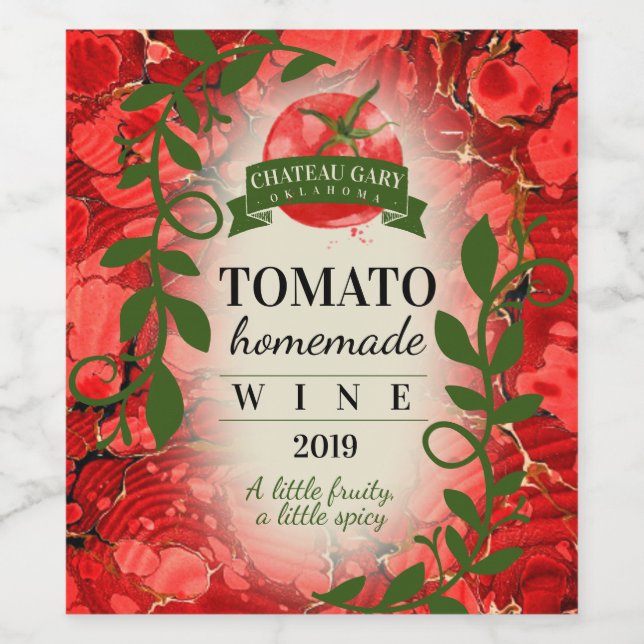 Vinho de tomate caseiro vermelho rótulo personaliz (Rótulo Único)