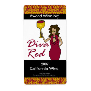 Vinho Diva "Diva Red" Etiquetas de Vinho Personali