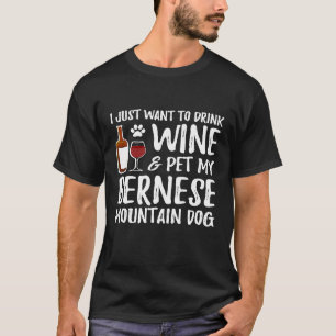 Vinho e Camiseta de cão de Bernese Cachorro Mãe ou