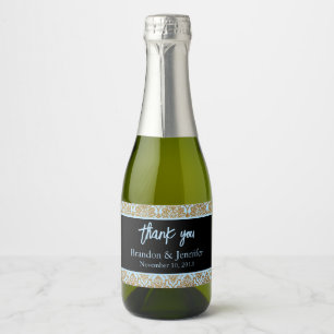 Vinho Espumante Azul Preto e Dourado Casamento Per