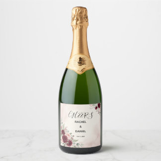 Vinho Espumante Miniatura de Casamento Floral Bege