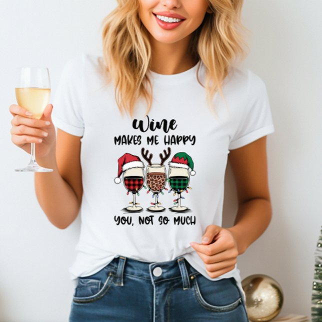 Vinho Faz Feliz Camisa De Natal (Criador carregado)