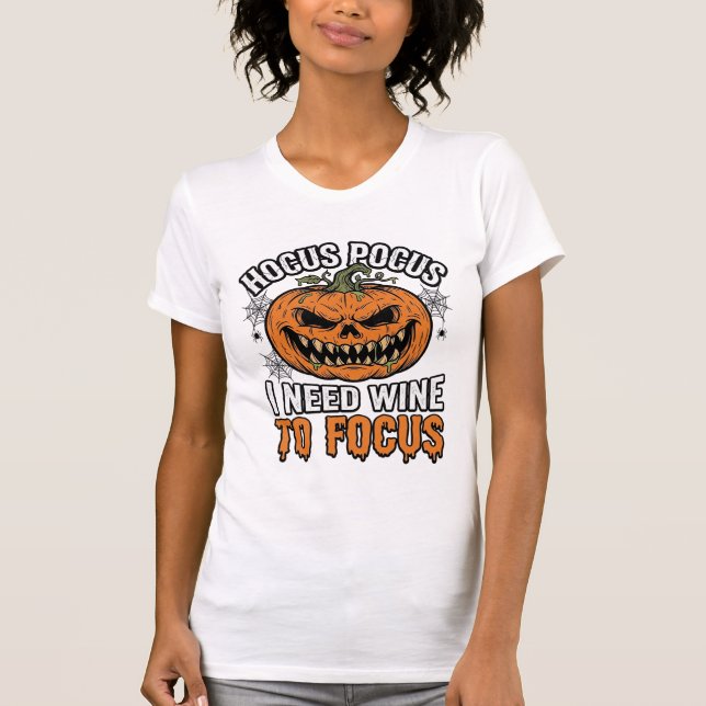 Vinho Hocus Pocus Abóbora Camisa de Halloween Desi (Frente)