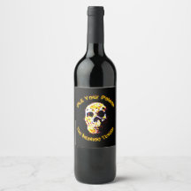 Vinho ou rótulo de cerveja do Halloween Skull Scar