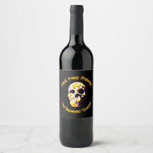 Vinho ou rótulo de cerveja do Halloween Skull Scar