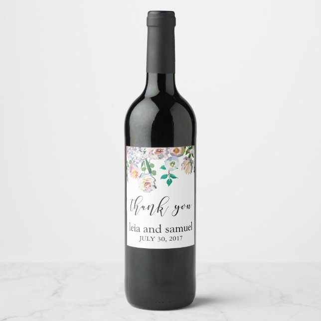 Vinho Rótulo Casamento Favoritos Obrigado Pastel F (Frente)