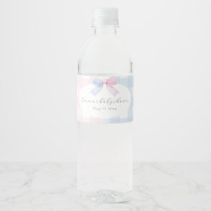 Vinho Rótulo da garrafa de água, Arco de Gingham, azul o