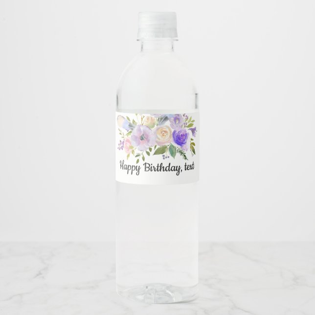 Vinho RÓTULO da garrafa de água - boho floral (Frente)