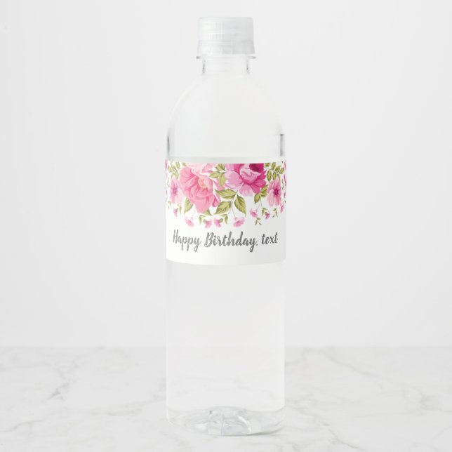 Vinho RÓTULO da garrafa de água - boho floral (Frente)