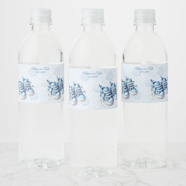 Vinho Rótulo da garrafa de água Calçados de bebê azuis (Garrafas)