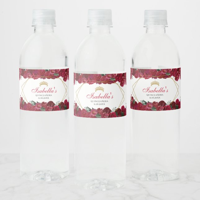 Vinho Rótulo da Garrafa de Água com Quinceanera, Dourada (Garrafas)