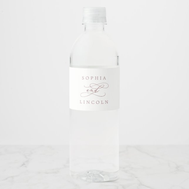 Vinho Rótulo da Garrafa de Água com Rosa Dourada Românti (Frente)