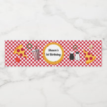 Rótulo da garrafa de água da Pizza Party