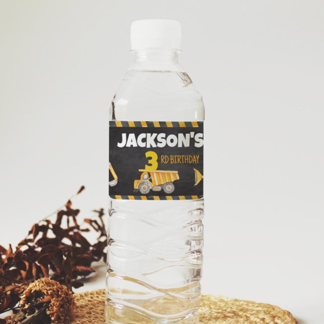 Vinho Rótulo da Garrafa de Água de Aniversário de Constr (Criador carregado)