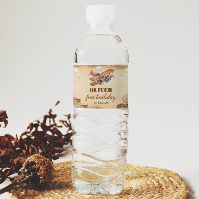 Vinho Rótulo da Garrafa de Água de Aniversário do Avião  (Criador carregado)