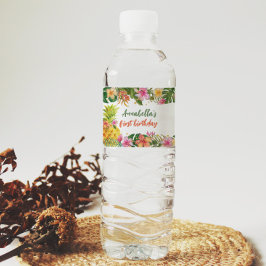 Vinho Rótulo da Garrafa de Água de Aniversário Tropical