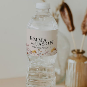 Vinho Rótulo da Garrafa de Água de Casamento de Flores S