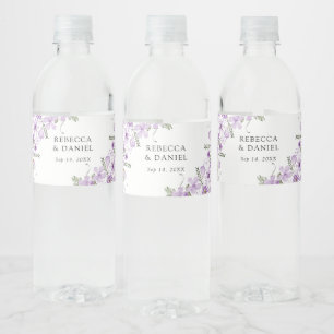 Vinho Rótulo da Garrafa de Água de Casamento de Lavanda 