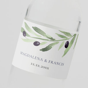 Vinho rótulo da garrafa de água de casamento do ramo d