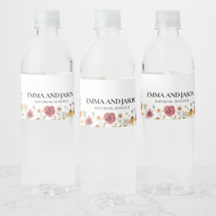 Vinho Rótulo da Garrafa de Água de Flor Selvagem