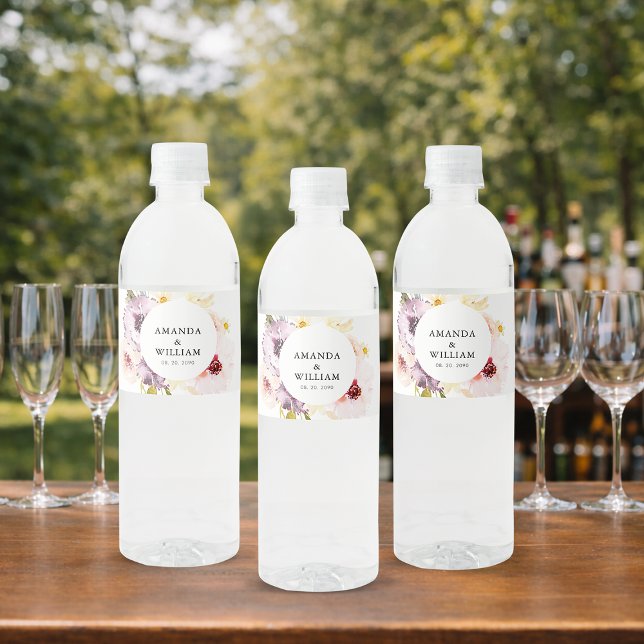 Vinho Rótulo da Garrafa de Água Elegante - Flores de Aqu (Criador carregado)