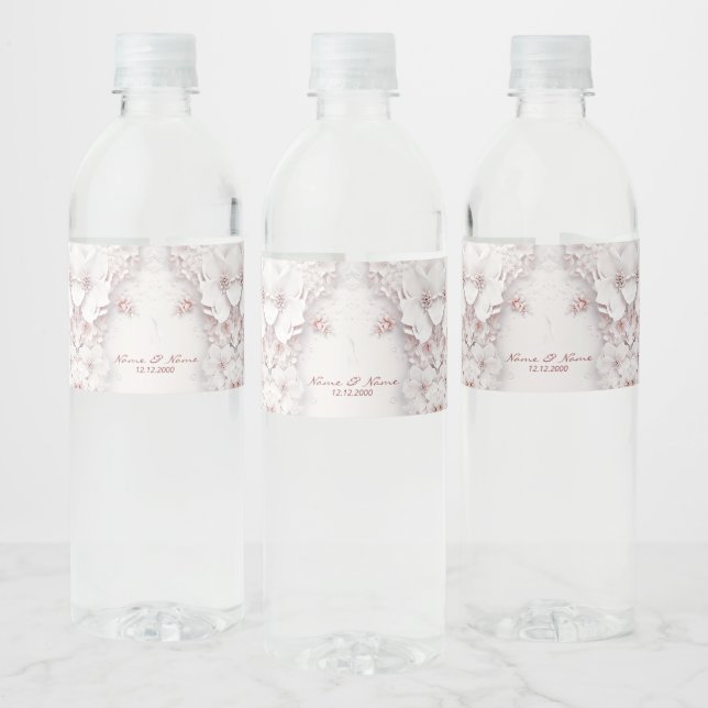 Vinho Rótulo da Garrafa de Água Floral Rosa-Rosa (Garrafas)