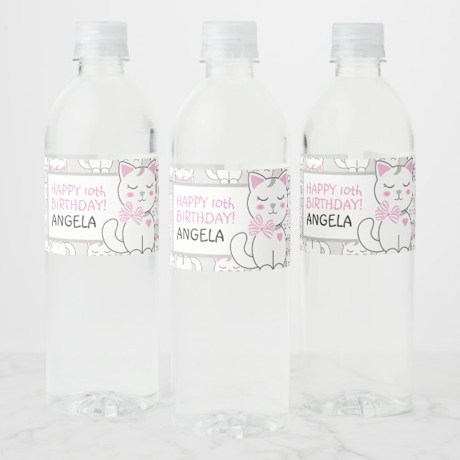 Vinho Rótulo da Garrafa de Festa de aniversário de Gato (Garrafas)