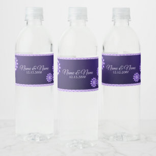 Vinho Rótulo da Garrafa Floral de Água Decorativa Púrpur