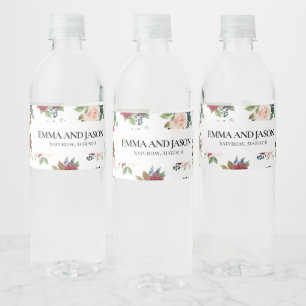 Vinho Rótulo de Garrafa de Água Burgundy Floral Boho