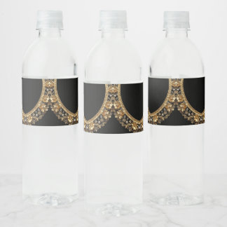 Vinho Rótulo de Garrafa de Água com Flores Ornamentadas
