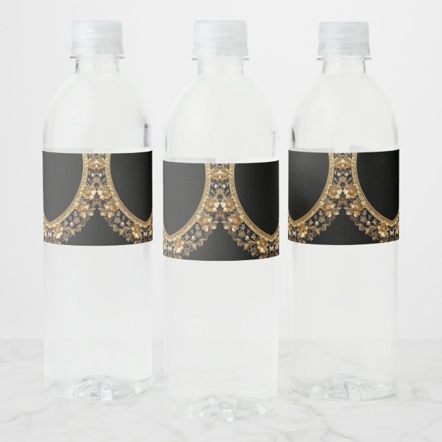 Vinho Rótulo de Garrafa de Água com Flores Ornamentadas  (Garrafas)