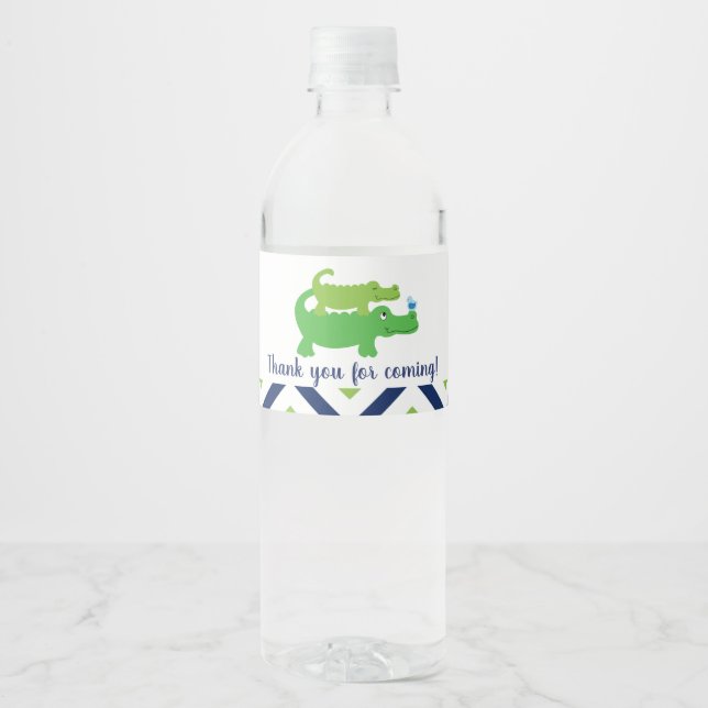 Vinho Rótulo de Garrafa de Água de Bebê Menino Jacaré El (Frente)