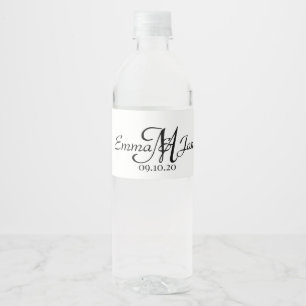 Vinho Rótulo de Garrafa de Água de Casamento de Monogr