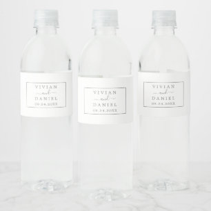 Vinho Rótulo de Garrafa de Água de Casamento de Prata