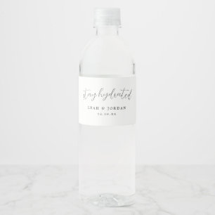 Vinho Rótulo de Garrafa de Água de Casamento Minimalista