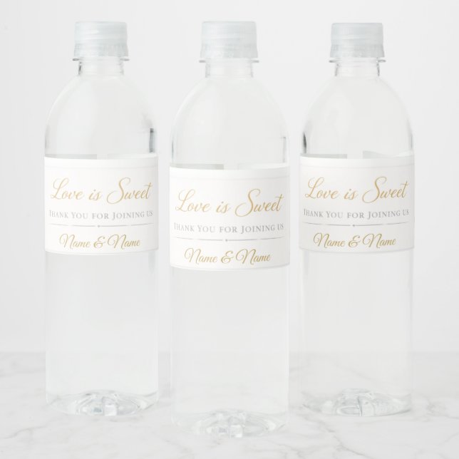 Vinho Rótulo de Garrafa de Água de Casamento Rosa e Dour (Garrafas)