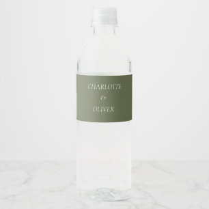 Vinho Rótulo de Garrafa de Água de Casamento Verde Sage