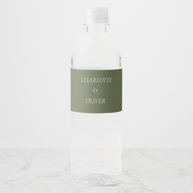 Vinho Rótulo de Garrafa de Água de Casamento Verde Sage  (Frente)