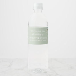 Vinho Rótulo de Garrafa de Água de Casamento Verde Sálvi
