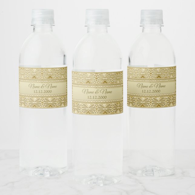 Vinho Rótulo de Garrafa de Água Decorativo Dourado (Garrafas)
