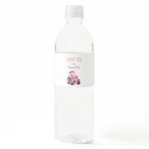 Rótulo de Garrafa de Água do Trator Rosa de Aniver