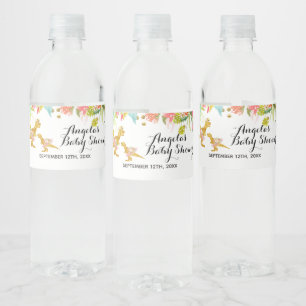 Vinho Rótulo de Garrafa de Água Dourada Dino Rosa