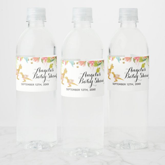 Vinho Rótulo de Garrafa de Água Dourada Dino Rosa (Garrafas)