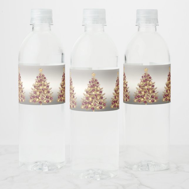 Vinho Rótulo de Garrafa de Água Feriada de Natal Dourada (Garrafas)